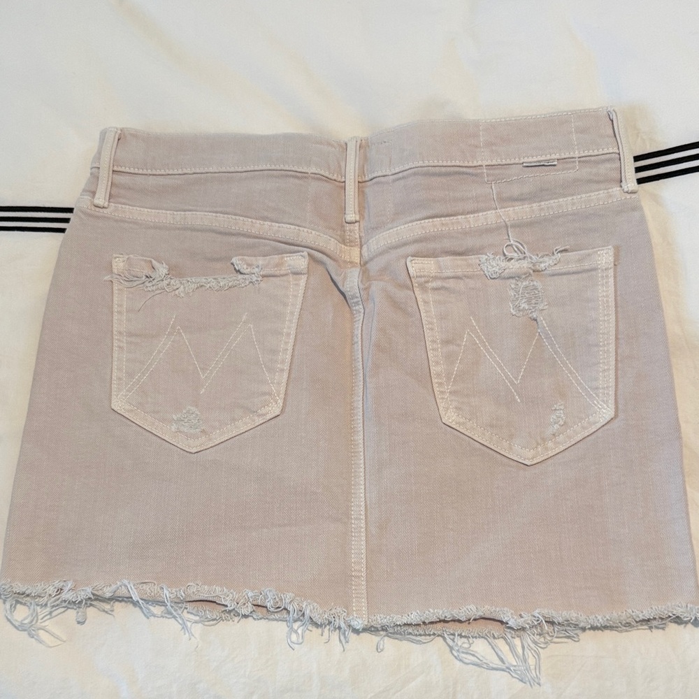 MOTHER Superior The Vagabon Mini Fray Distressed Denim Skirt Size 26